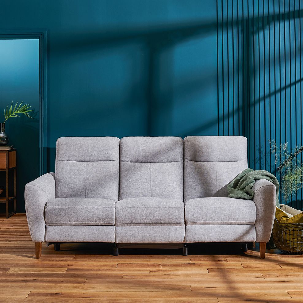 Dylan 3 Seater Electric Recliner Sofa in Darwin Silver Fabric 3