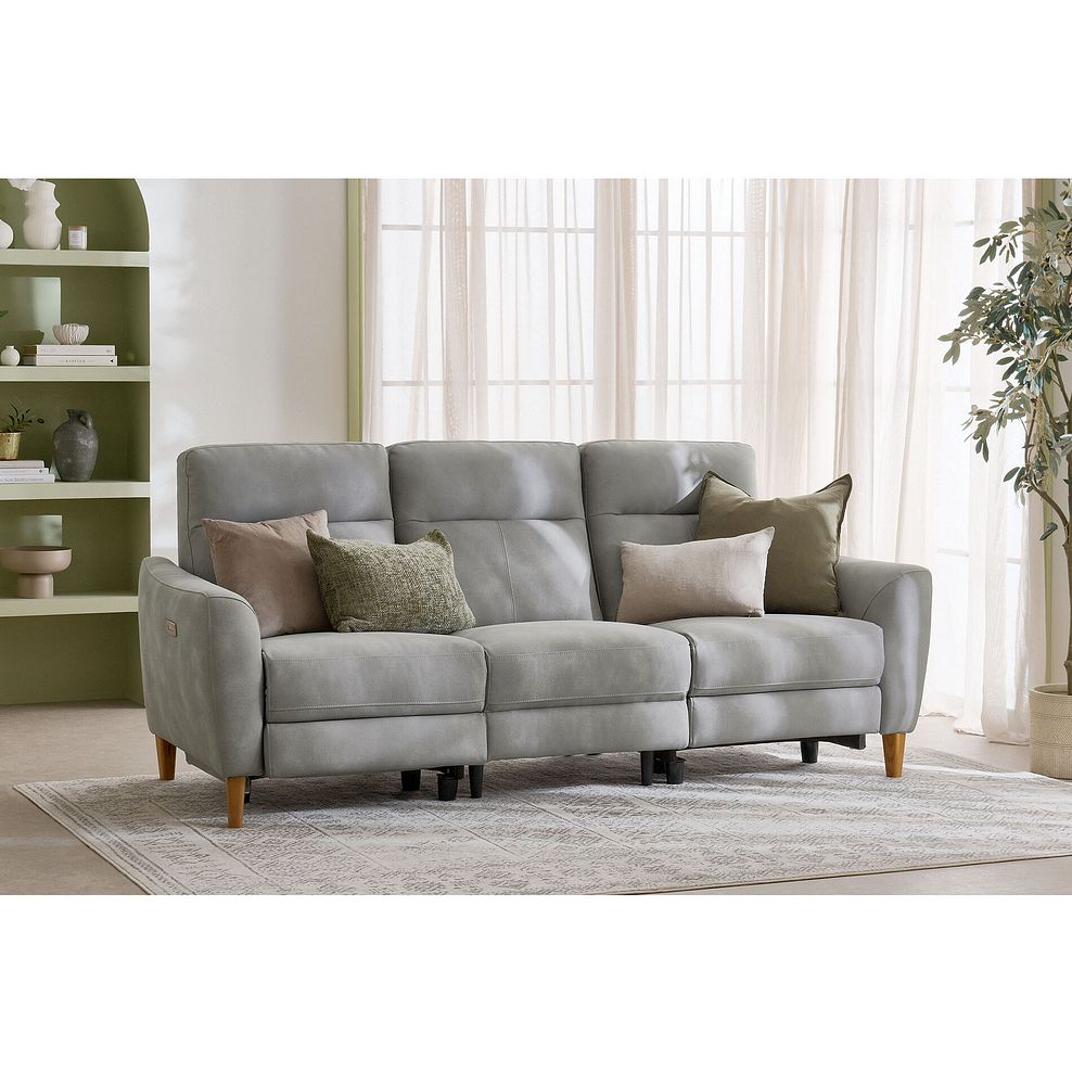 Dylan 3 Seater Electric Recliner Sofa in Oxford Grey Fabric 1