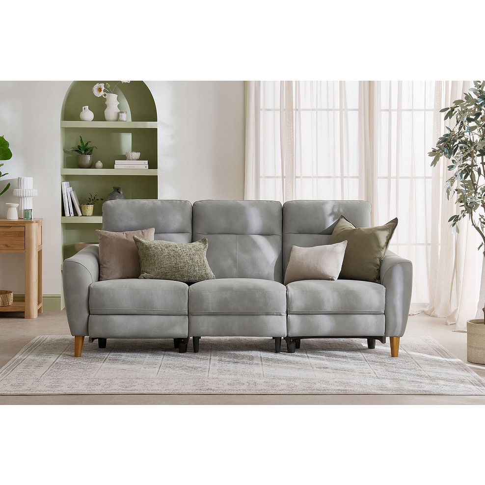 Dylan 3 Seater Electric Recliner Sofa in Oxford Grey Fabric 2