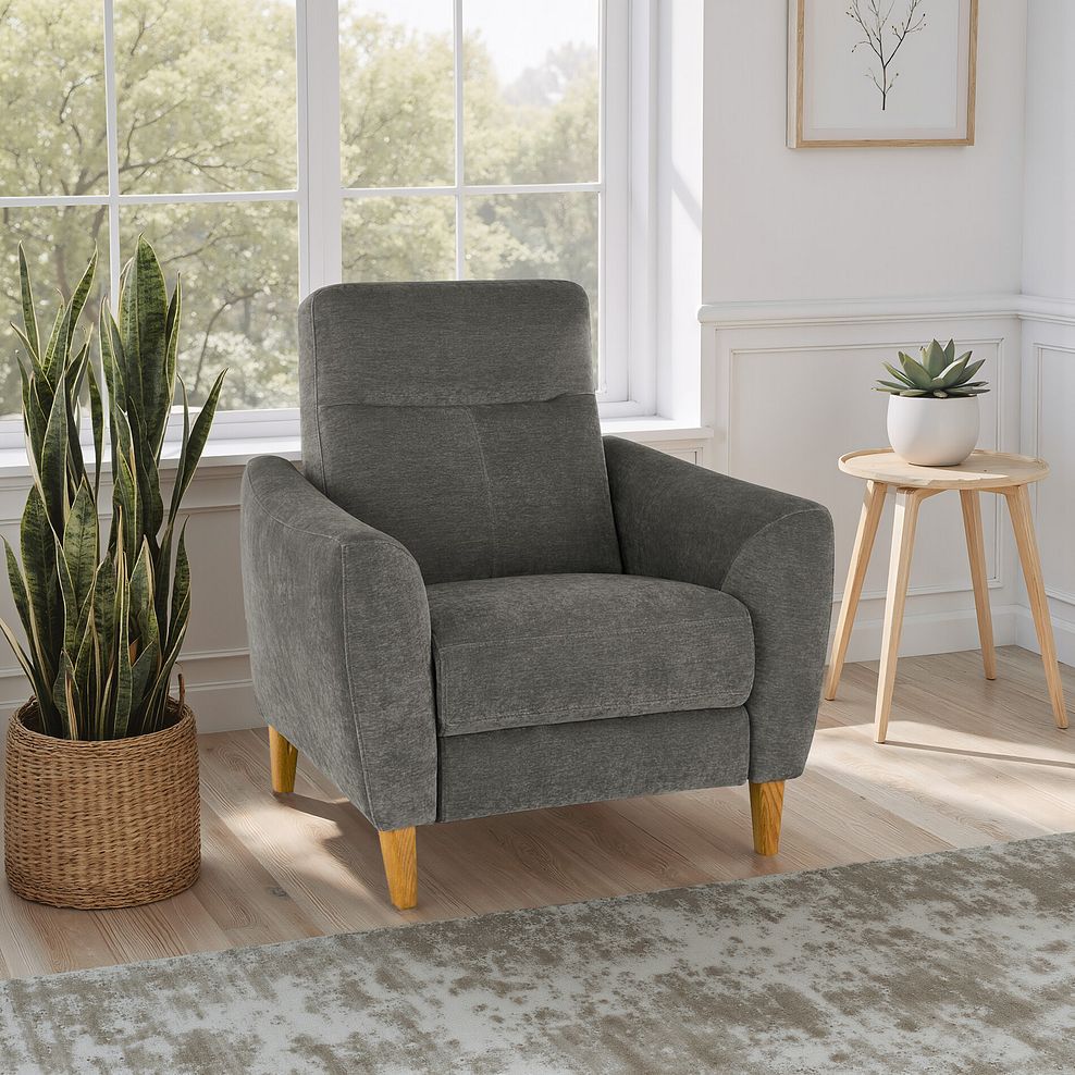 Dylan Armchair in Darwin Charcoal Fabric 1