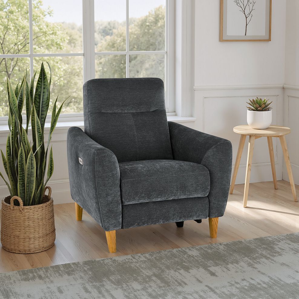 Dylan Electric Recliner Armchair in Amigo Coal Fabric 1