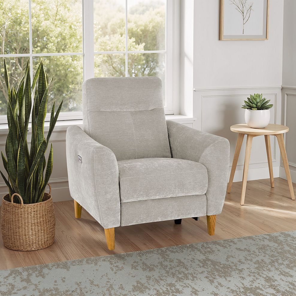 Dylan Electric Recliner Armchair in Amigo Dove Fabric 1