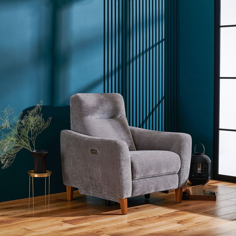 Dylan Electric Recliner Armchair in Amigo Granite Fabric 2