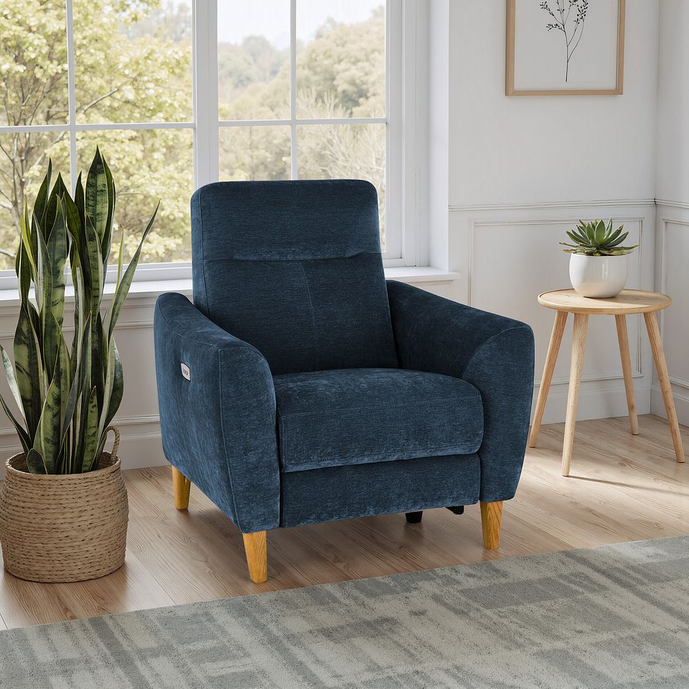 Dylan Electric Recliner Armchair in Amigo Navy Fabric 1