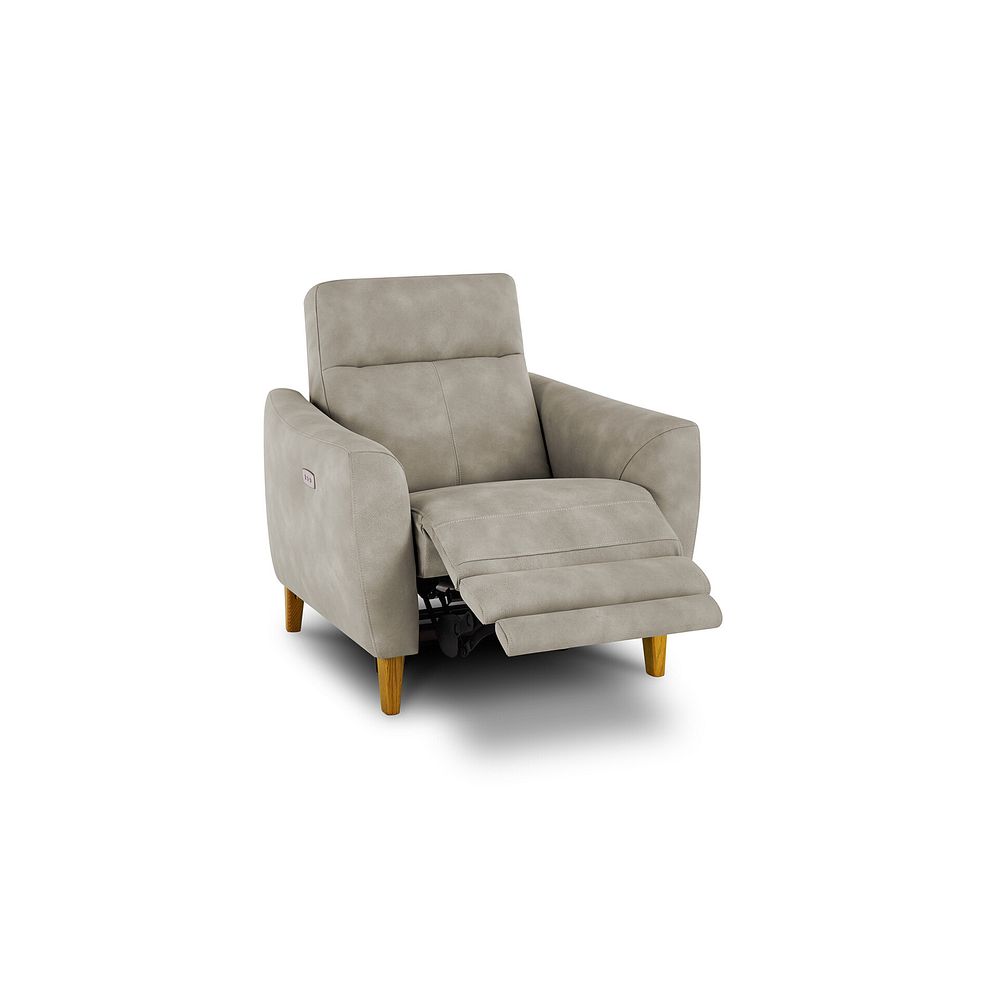 Dylan Electric Recliner Armchair in Oxford Beige Fabric Thumbnail 3
