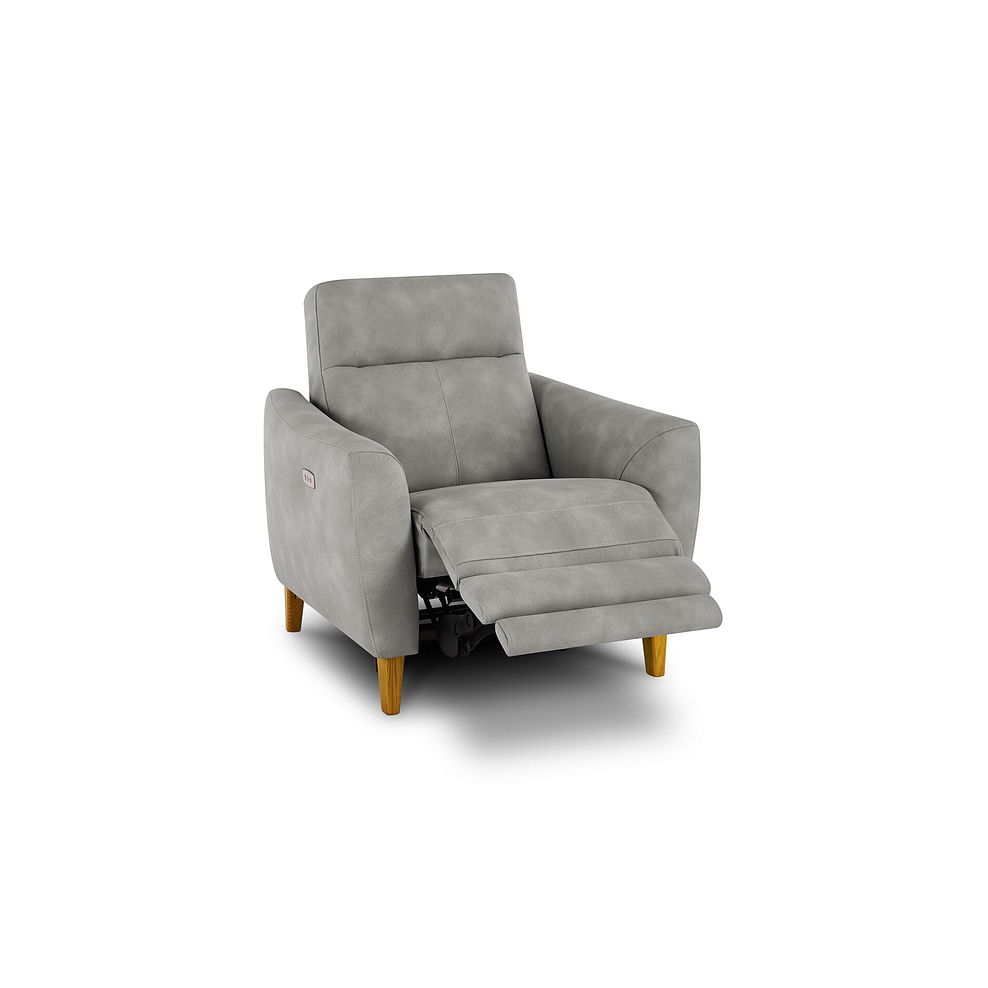 Dylan Electric Recliner Armchair in Oxford Grey Fabric Thumbnail 3