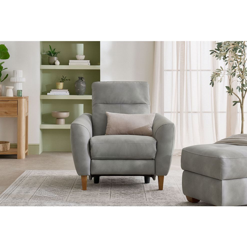 Dylan Electric Recliner Armchair in Oxford Grey Fabric 1