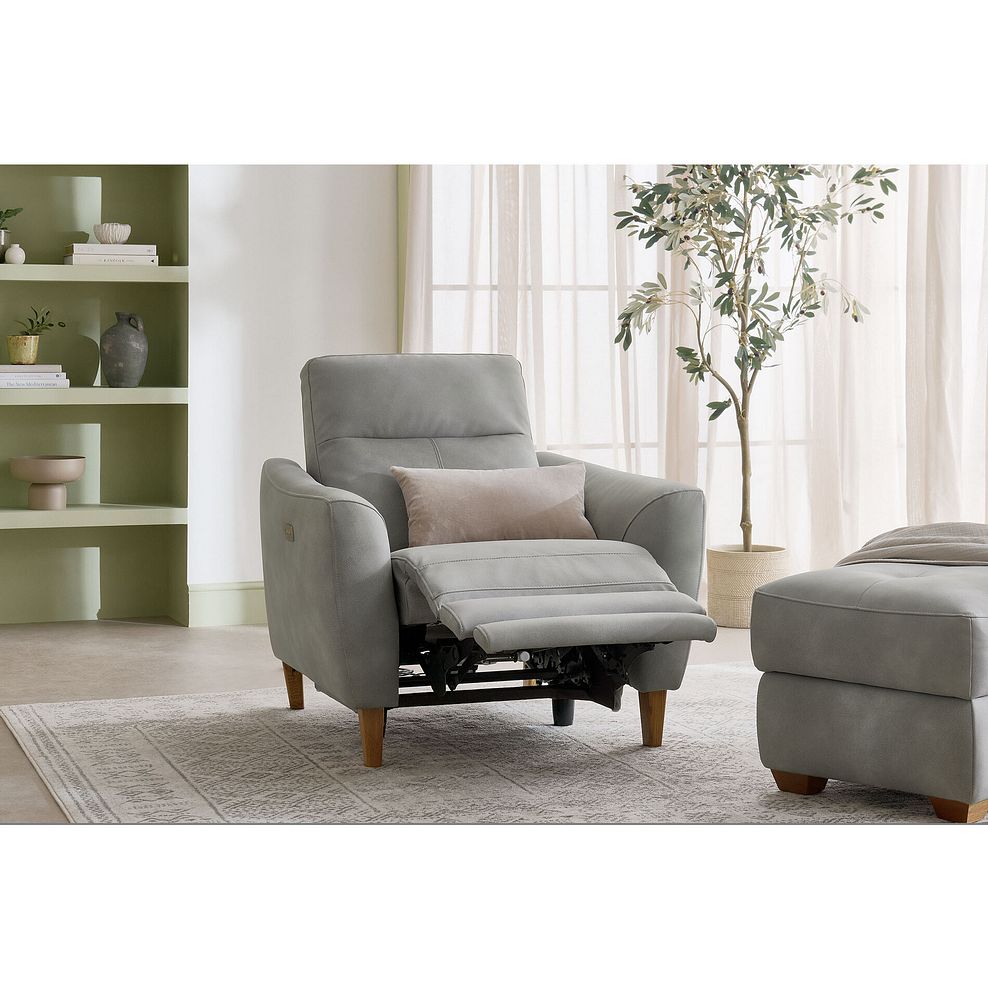 Dylan Electric Recliner Armchair in Oxford Grey Fabric 2