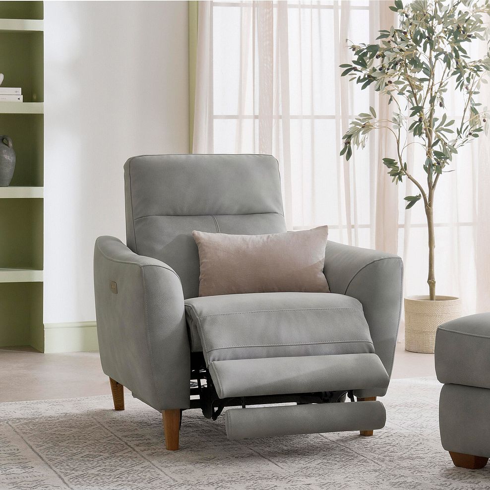 Dylan Electric Recliner Armchair in Oxford Grey Fabric 2