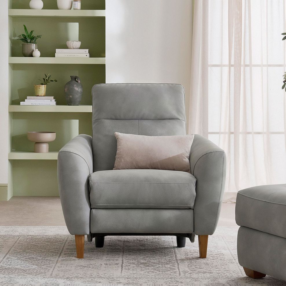 Dylan Electric Recliner Armchair in Oxford Grey Fabric 4