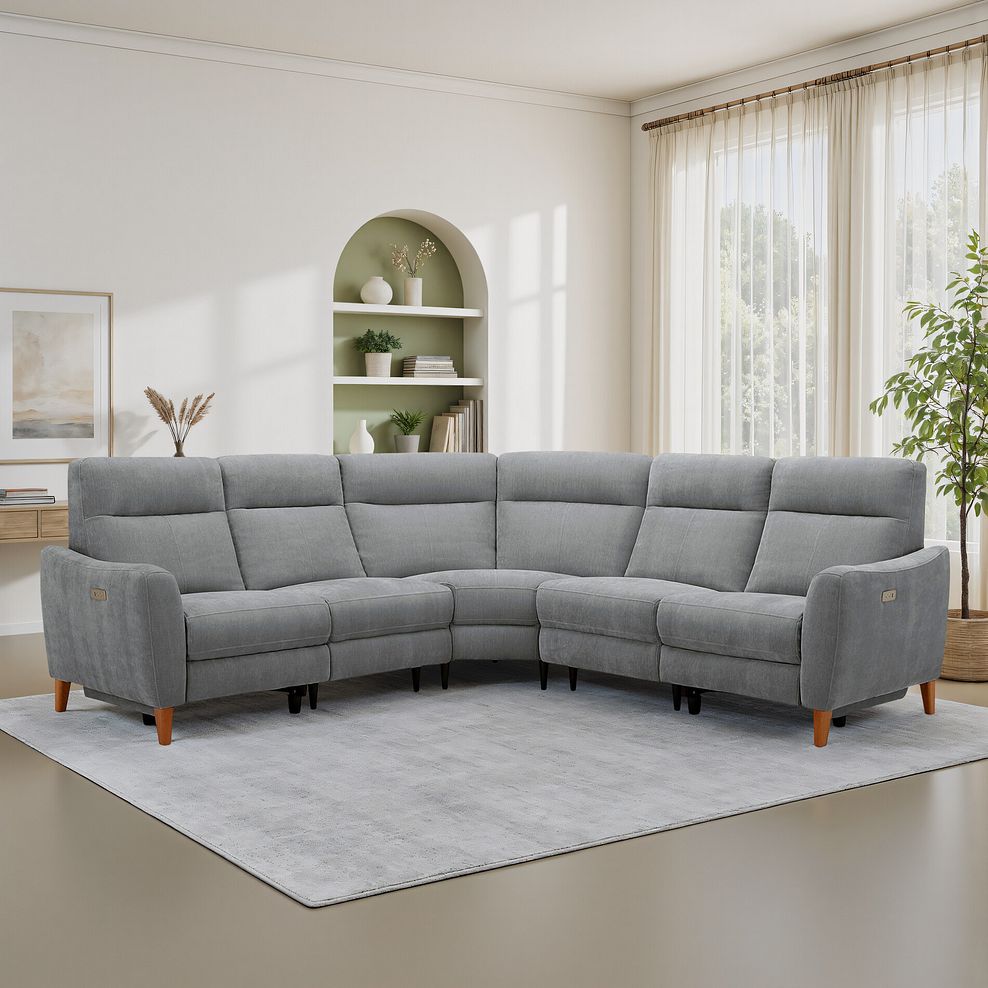 Dylan Large Corner Power Recliner Sofa in Amigo Granite Fabric 1