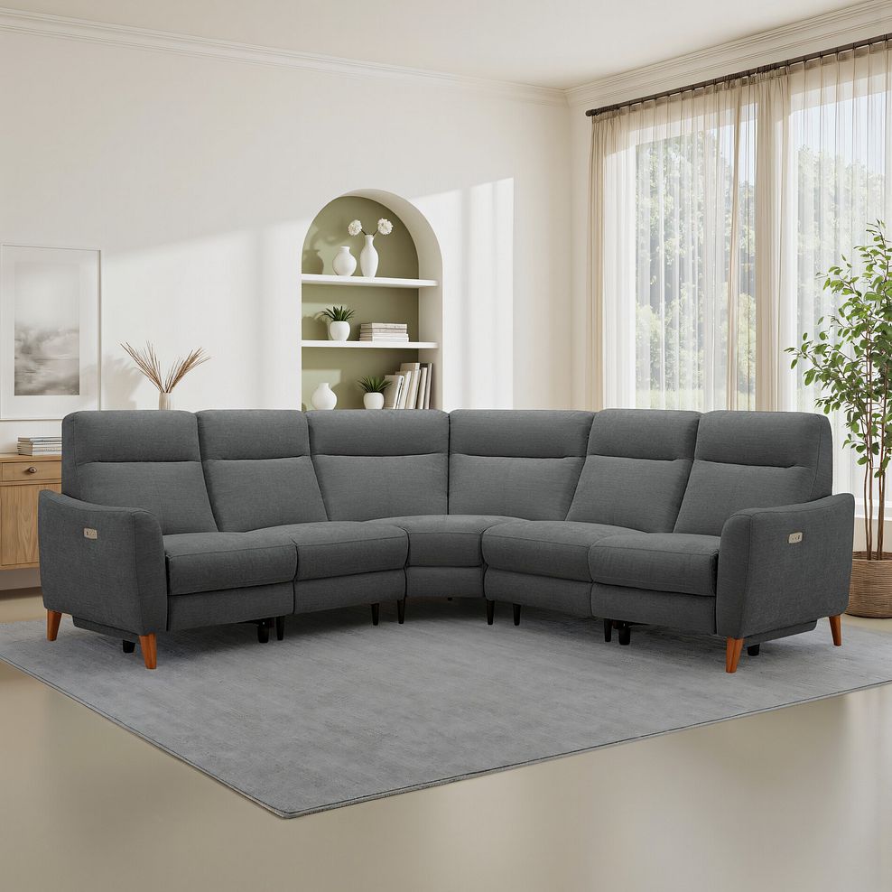 Dylan Large Corner Power Recliner Sofa in Darwin Charcoal Fabric 1