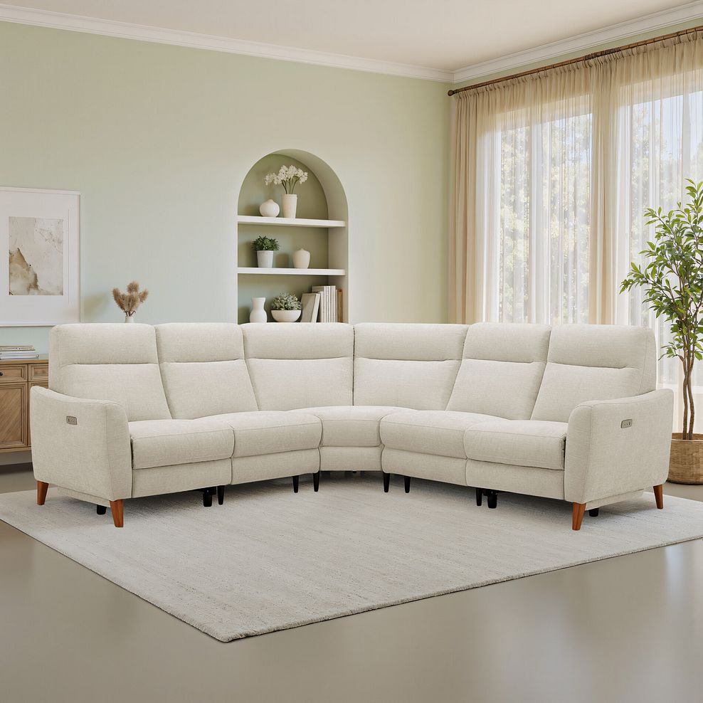 Dylan Large Corner Power Recliner Sofa in Darwin Ivory Fabric 1
