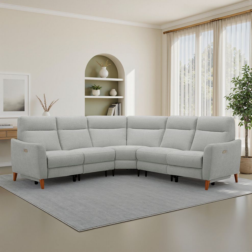 Dylan Large Corner Power Recliner Sofa in Darwin Silver Fabric 1