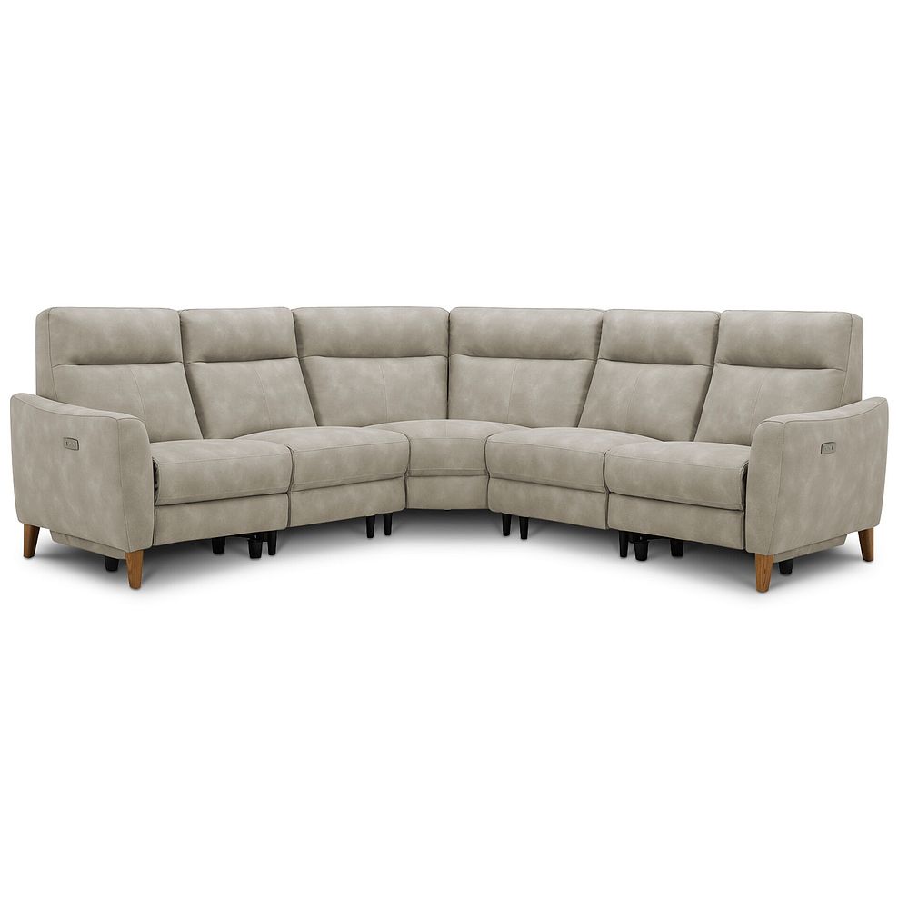 Dylan Large Corner Power Recliner Sofa in Oxford Beige Fabric 1
