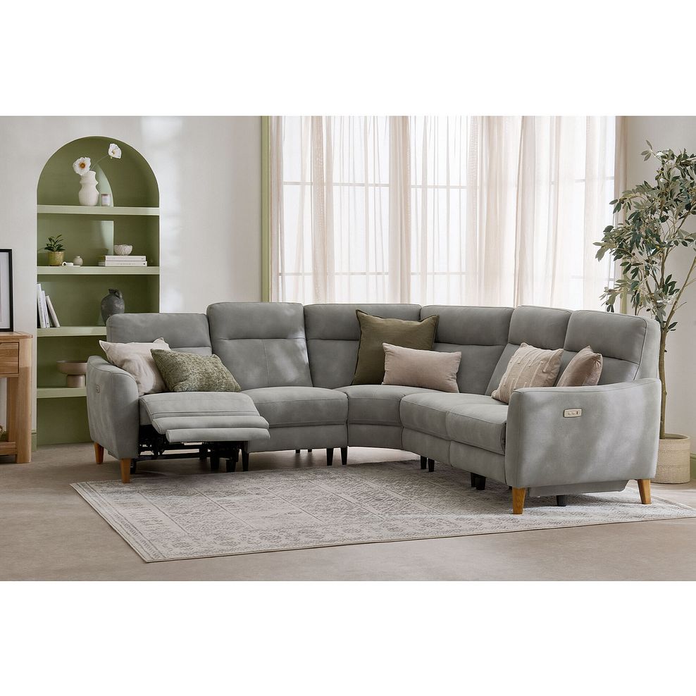Dylan Large Corner Power Recliner Sofa in Oxford Grey Fabric 1