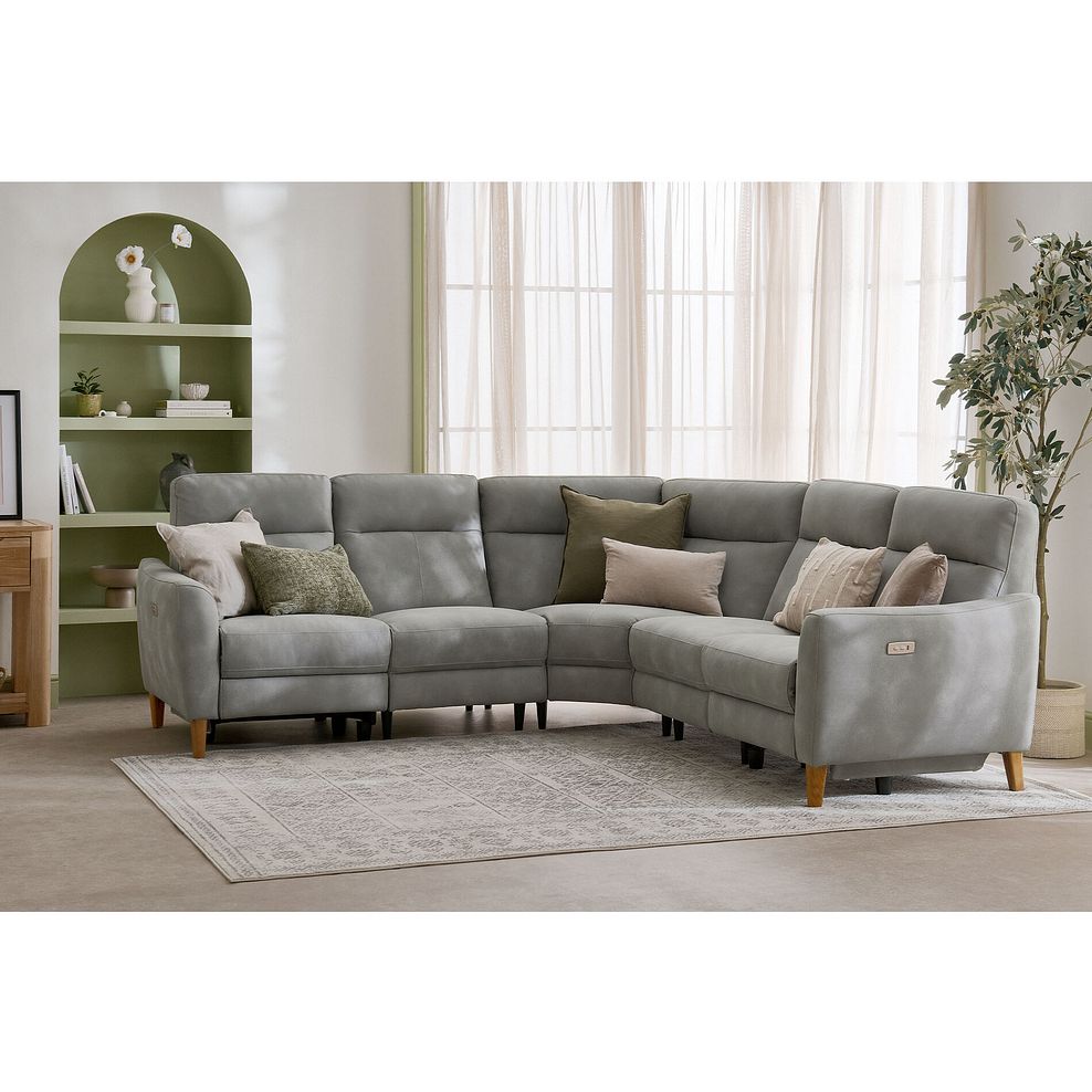 Dylan Large Corner Power Recliner Sofa in Oxford Grey Fabric 2