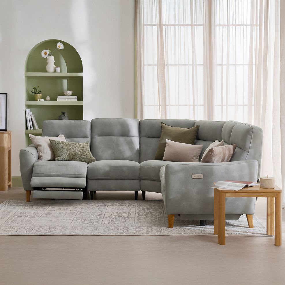 Dylan Large Corner Power Recliner Sofa in Oxford Grey Fabric 1