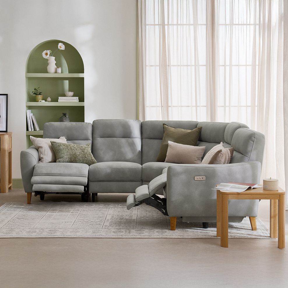Dylan Large Corner Power Recliner Sofa in Oxford Grey Fabric 2