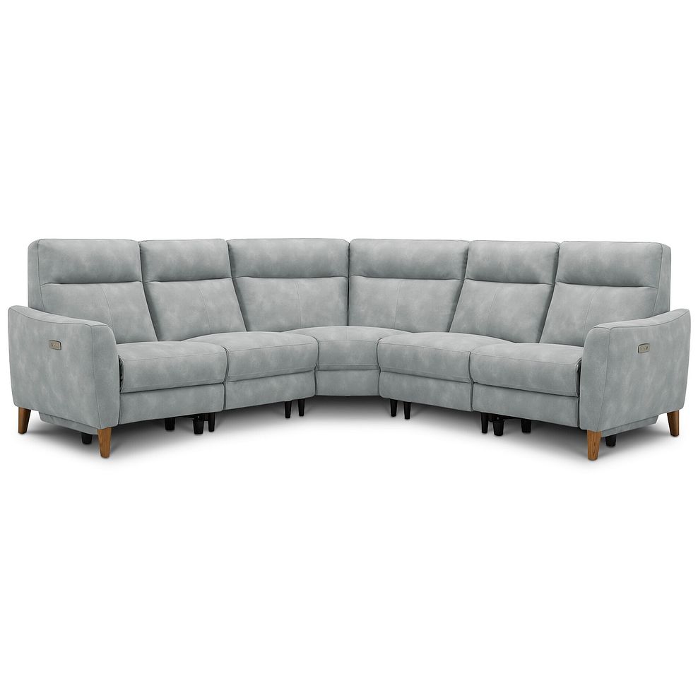 Dylan Large Corner Power Recliner Sofa in Oxford Silver Fabric 1