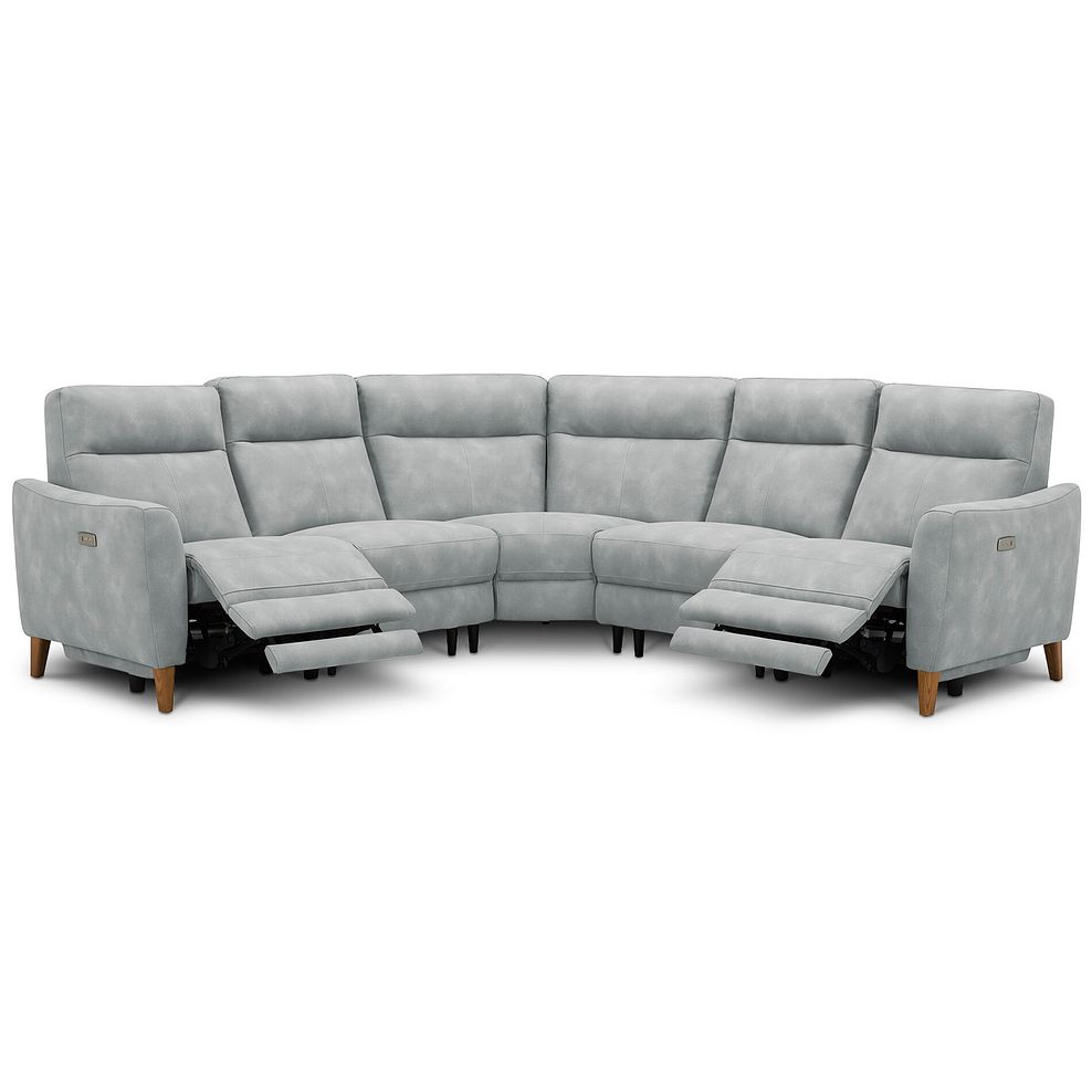 Dylan Large Corner Power Recliner Sofa in Oxford Silver Fabric 2