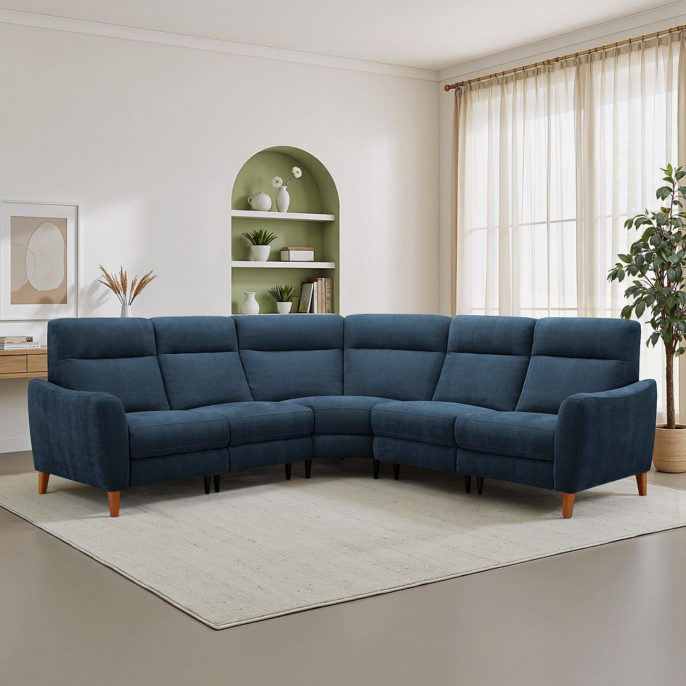 Dylan Large Corner Sofa in Amigo Navy Fabric 1