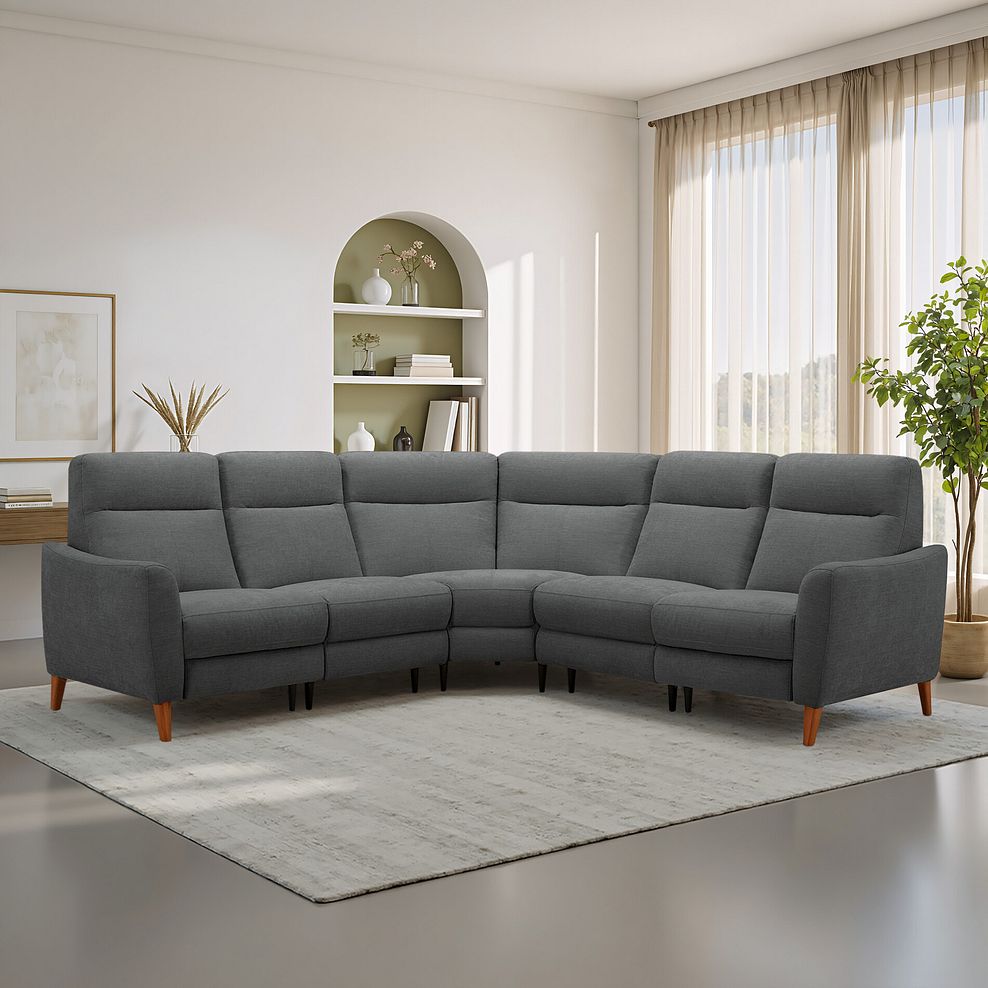 Dylan Large Corner Sofa in Darwin Charcoal Fabric 1