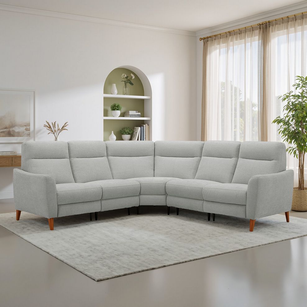Dylan Large Corner Sofa in Darwin Silver Fabric 1