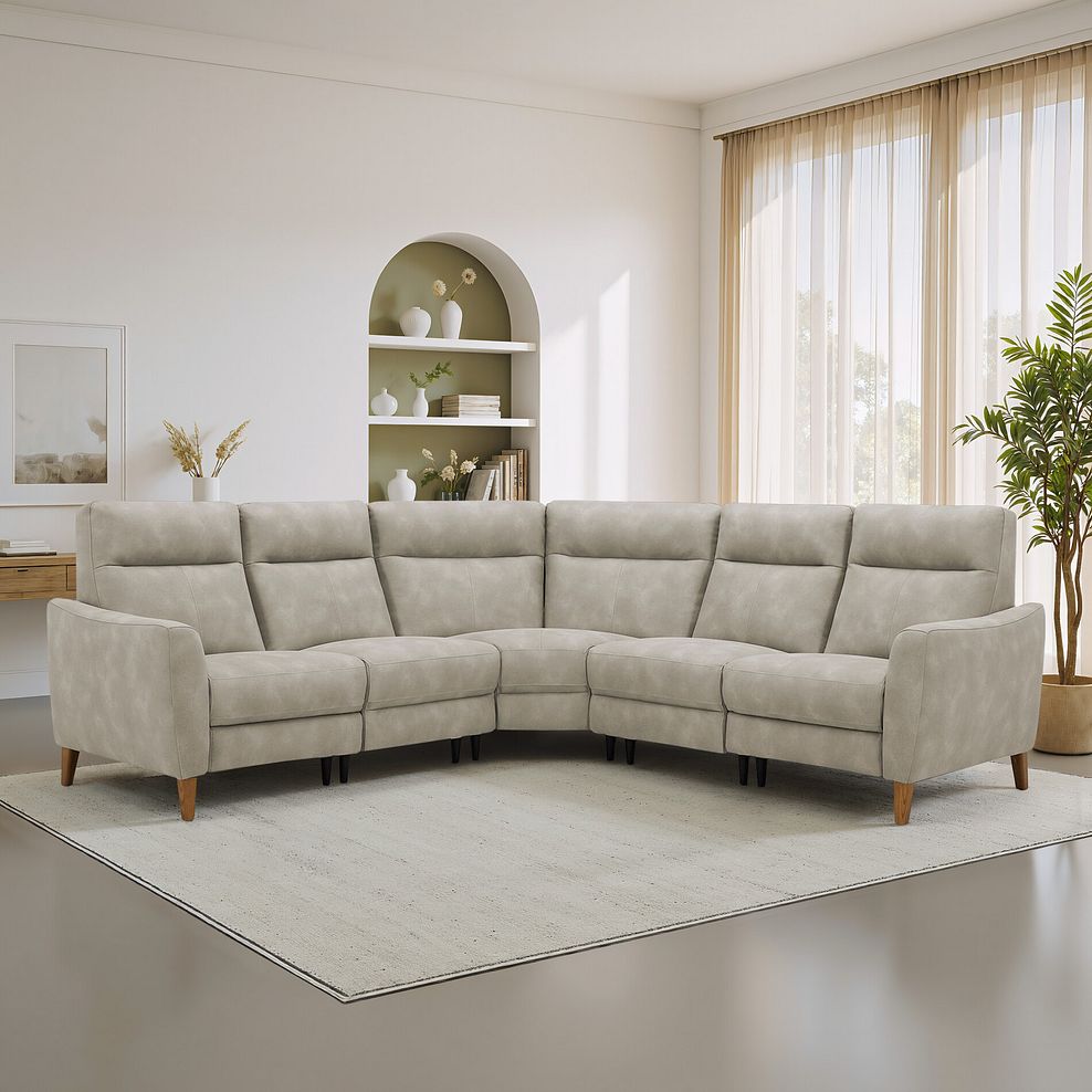 Dylan Large Corner Sofa in Oxford Beige Fabric 1