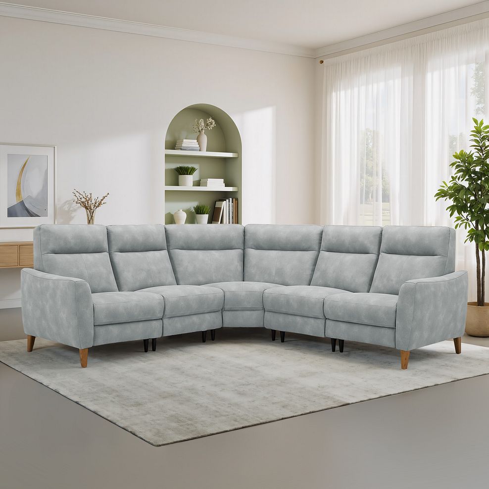 Dylan Large Corner Sofa in Oxford Silver Fabric 1
