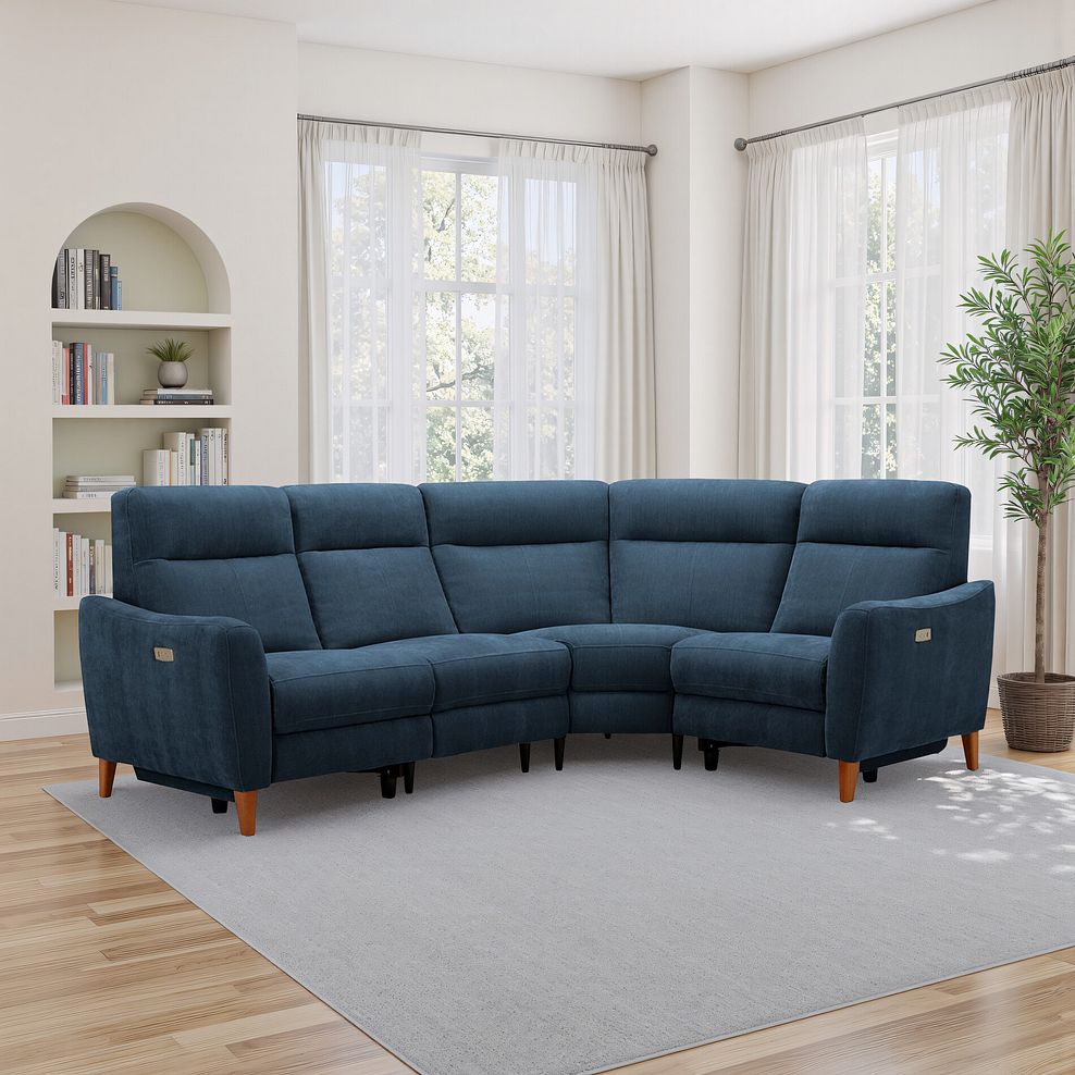 Dylan Left Hand Corner Power Recliner Sofa in Amigo Navy Fabric 1