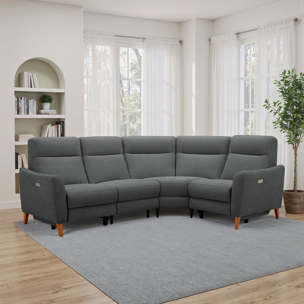 Dylan Left Hand Corner Power Recliner Sofa in Darwin Charcoal Fabric 1