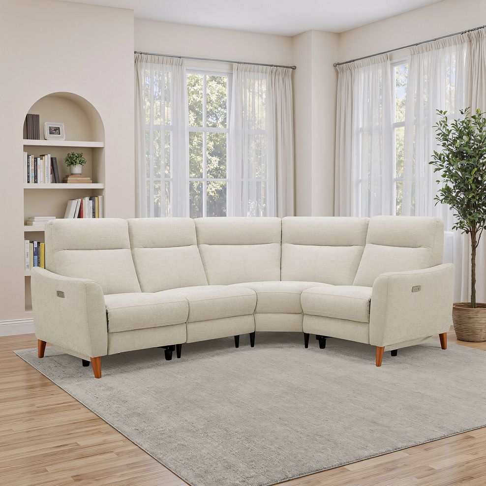 Dylan Left Hand Corner Power Recliner Sofa in Darwin Ivory Fabric 1