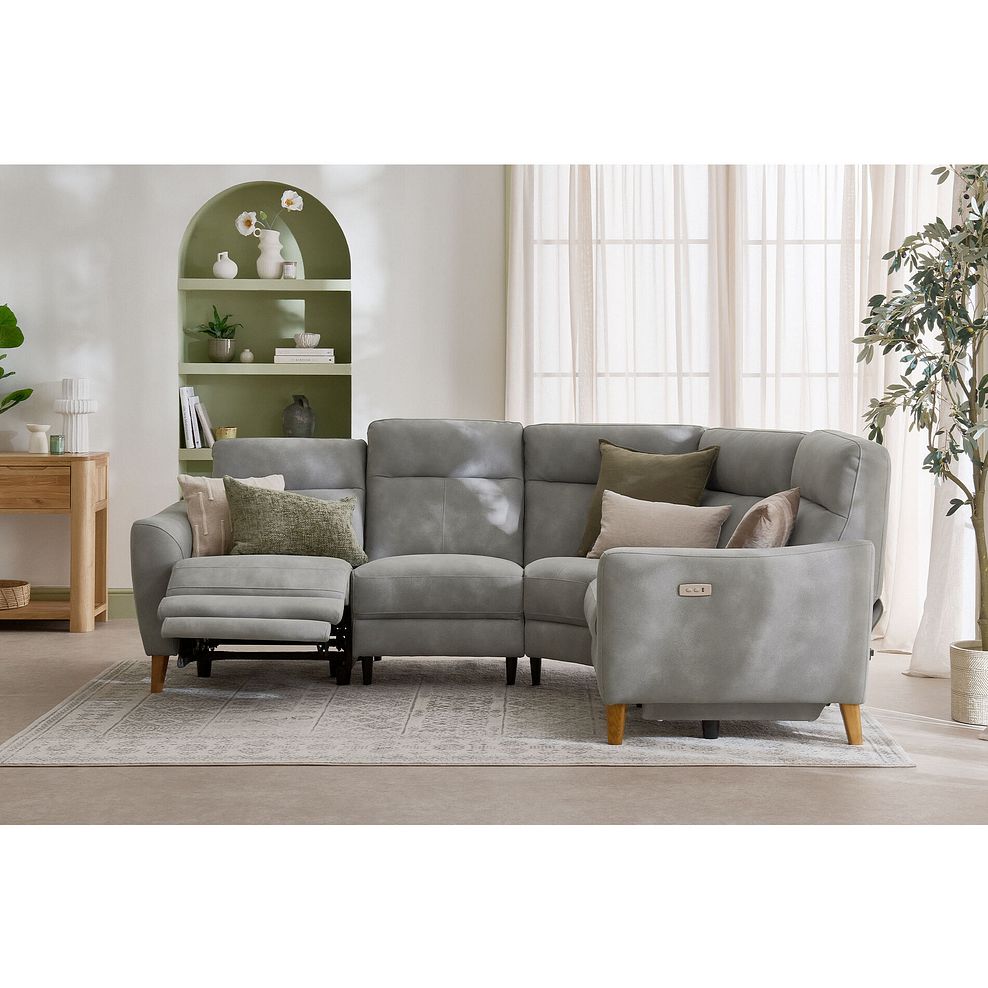 Dylan Left Hand Corner Power Recliner Sofa in Oxford Grey Fabric 2