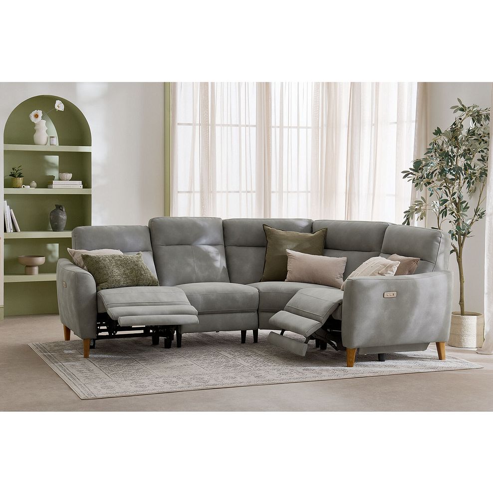 Dylan Left Hand Corner Power Recliner Sofa in Oxford Grey Fabric 3