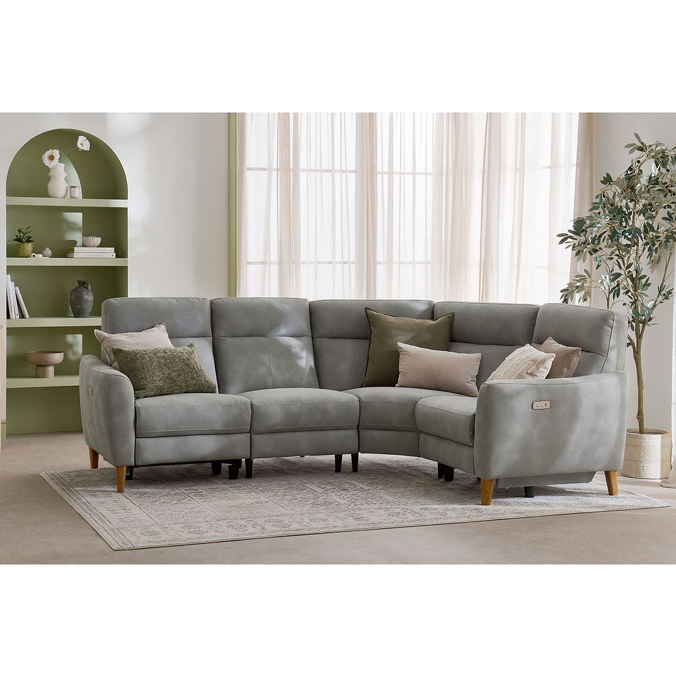 Dylan Left Hand Corner Power Recliner Sofa in Oxford Grey Fabric 4