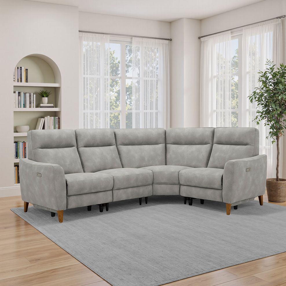 Dylan Left Hand Corner Power Recliner Sofa in Oxford Grey Fabric 1