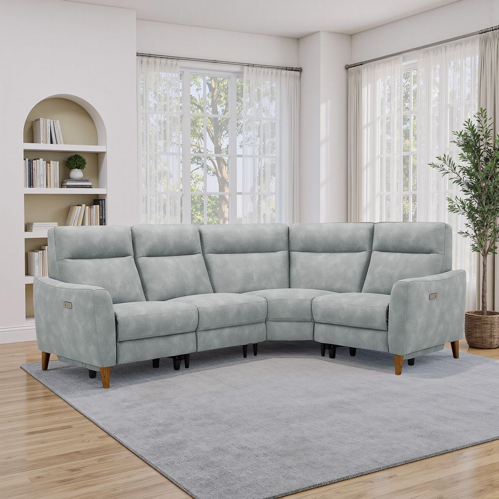 Dylan Left Hand Corner Power Recliner Sofa in Oxford Silver Fabric 1