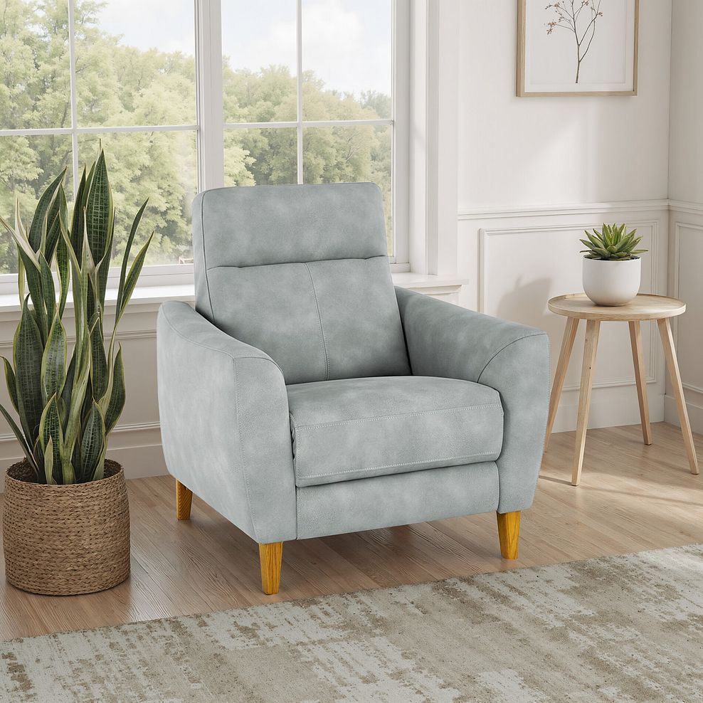 Dylan Armchair in Oxford Silver Fabric 1