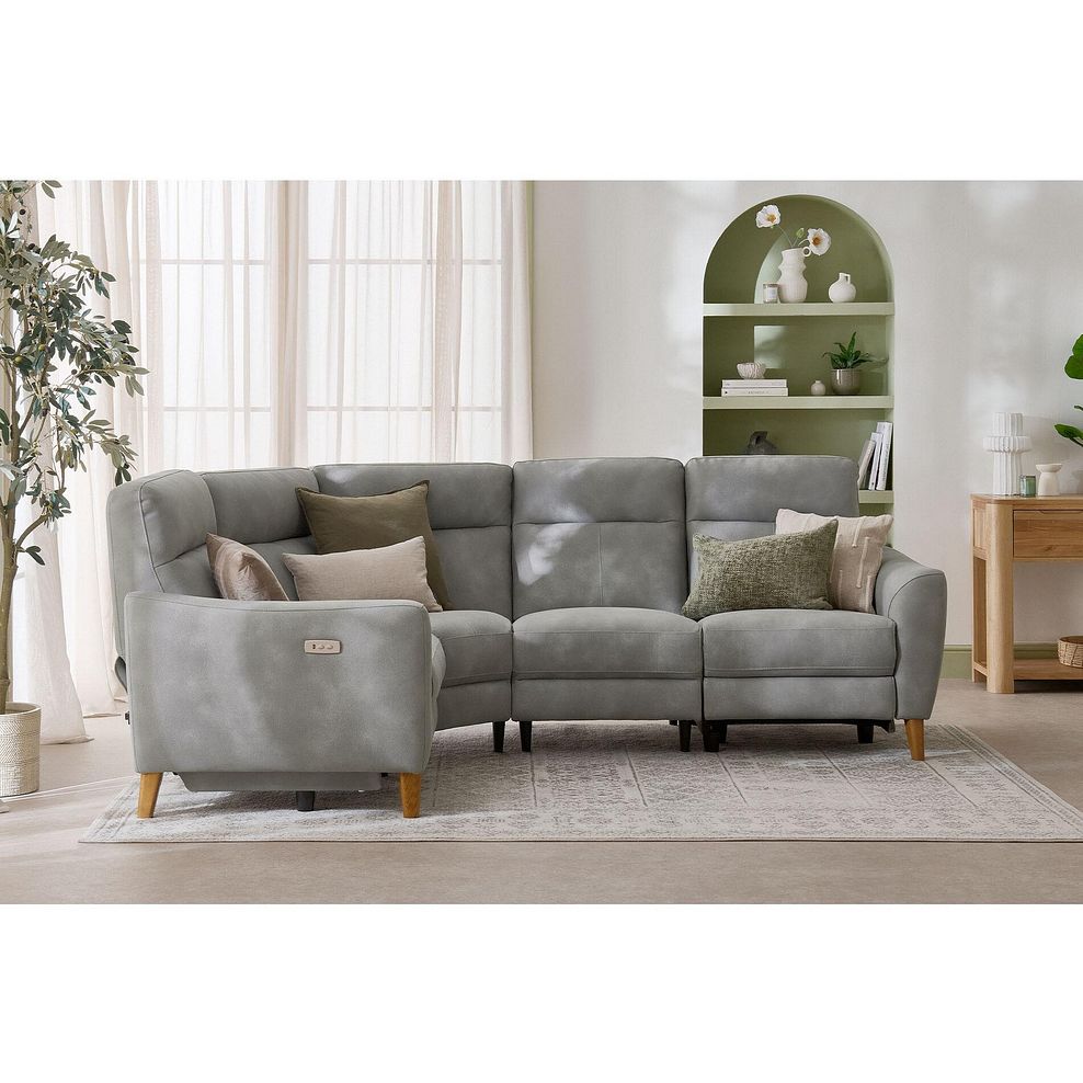 Dylan Right Hand Corner Power Recliner Sofa in Oxford Grey Fabric 1