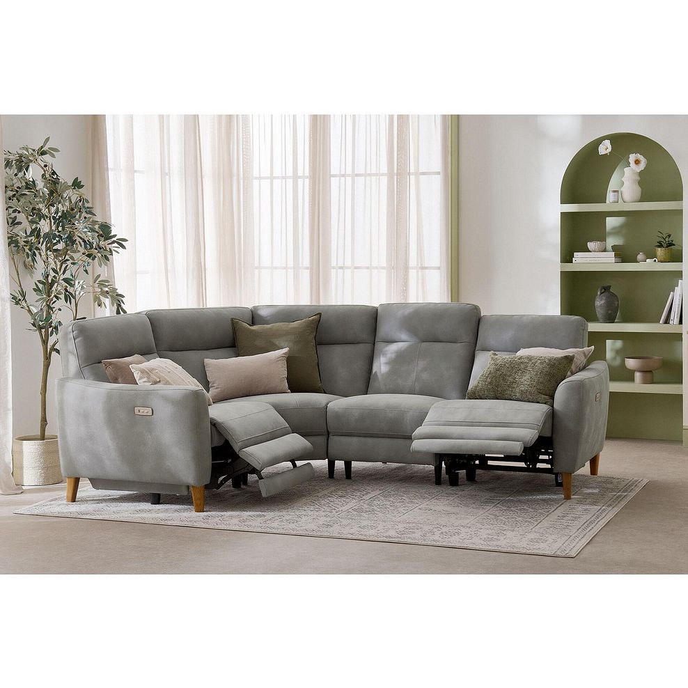 Dylan Right Hand Corner Power Recliner Sofa in Oxford Grey Fabric 2