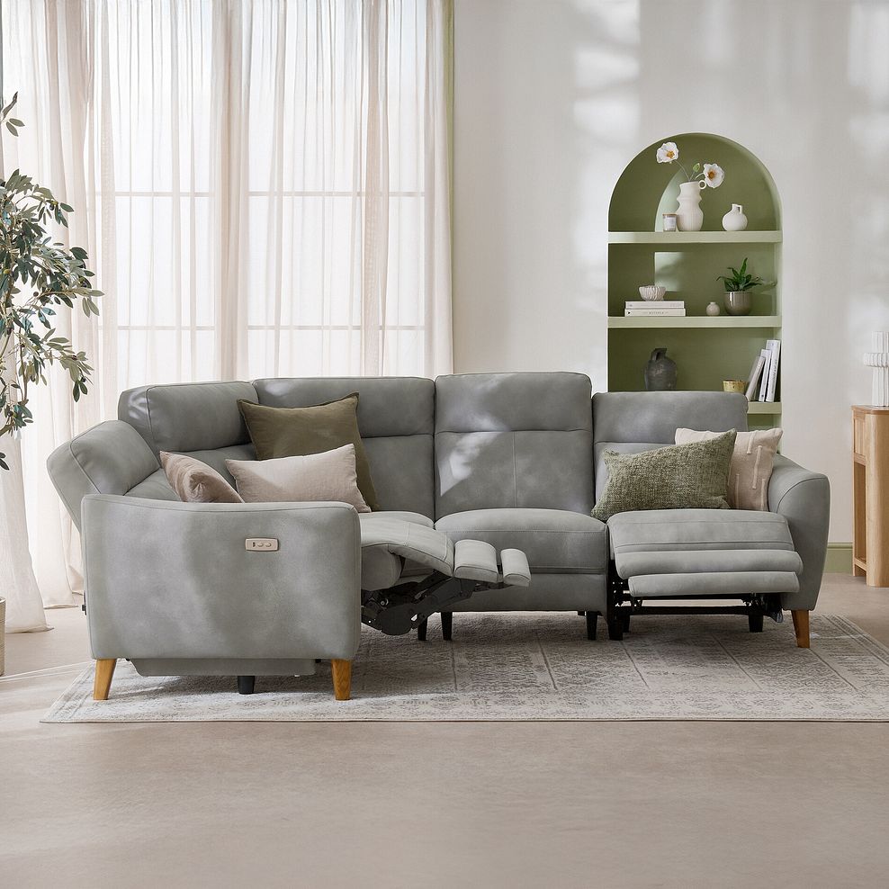 Dylan Right Hand Corner Power Recliner Sofa in Oxford Grey Fabric 2