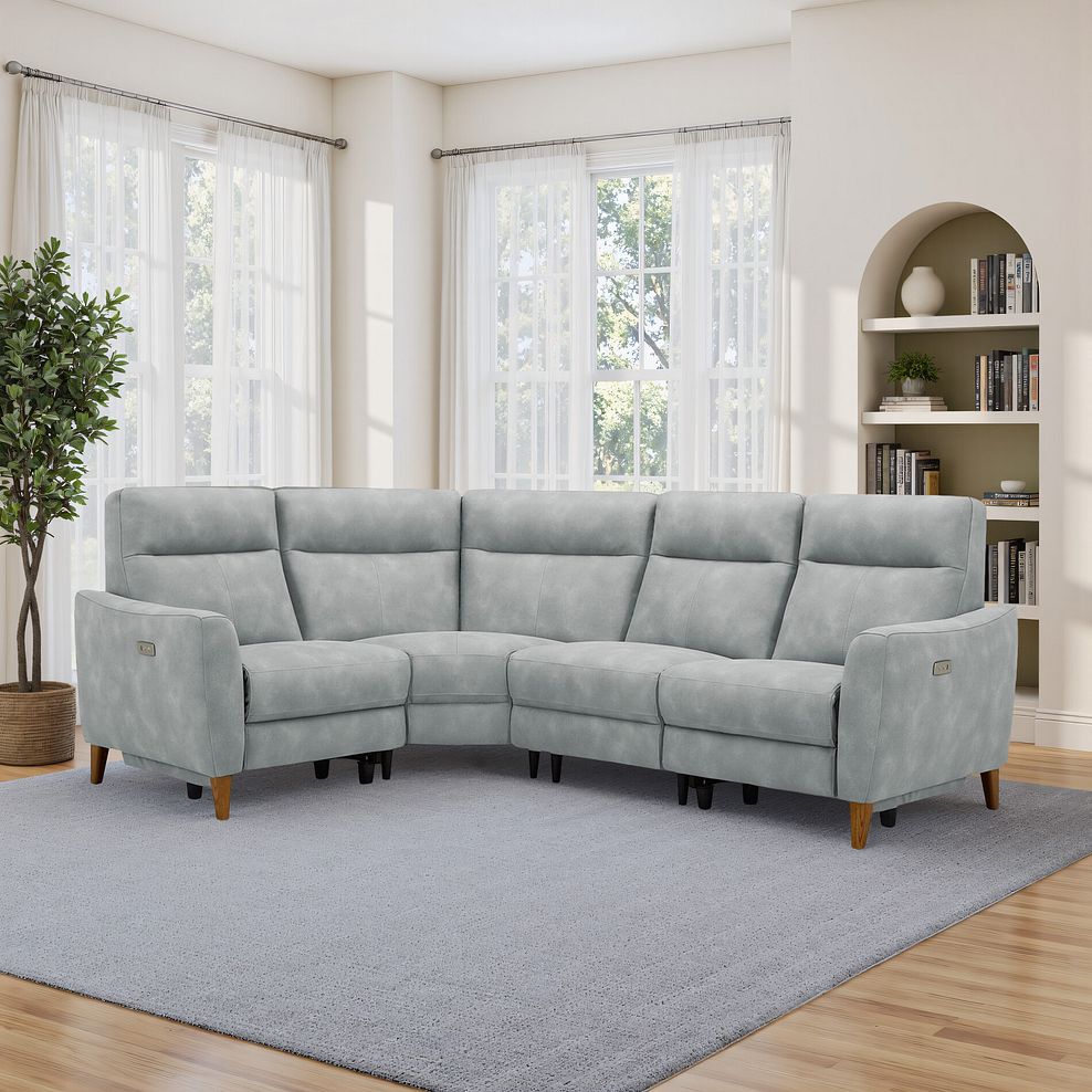 Dylan Right Hand Corner Power Recliner Sofa in Oxford Silver Fabric 1