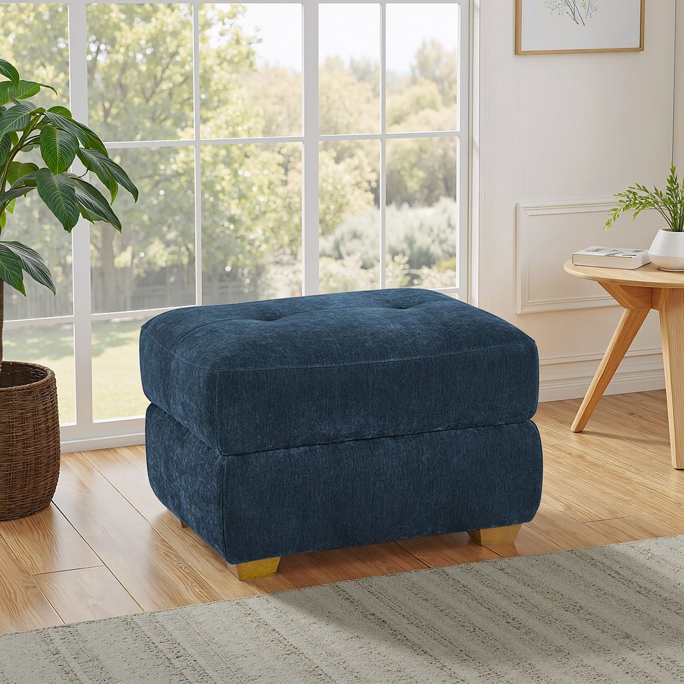 Dylan Storage Footstool in Amigo Navy Fabric 1