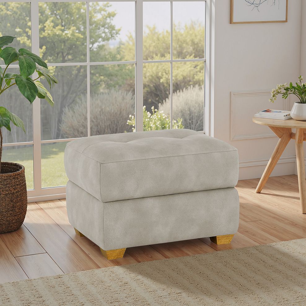 Dylan Storage Footstool in Oxford Beige Fabric 1