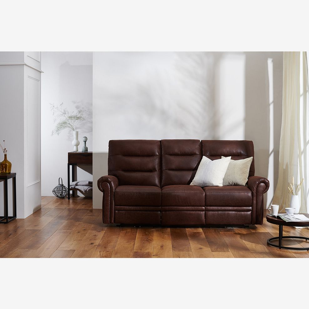 Eastbourne 3 Seater Sofa in Ranch Dark Brown Fabric 1