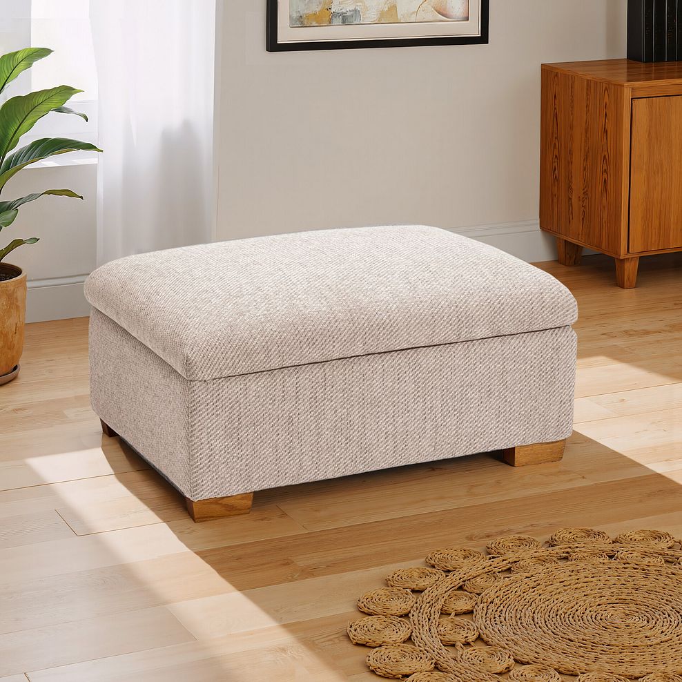Eastbourne Storage Footstool in Dorset Beige Fabric 1
