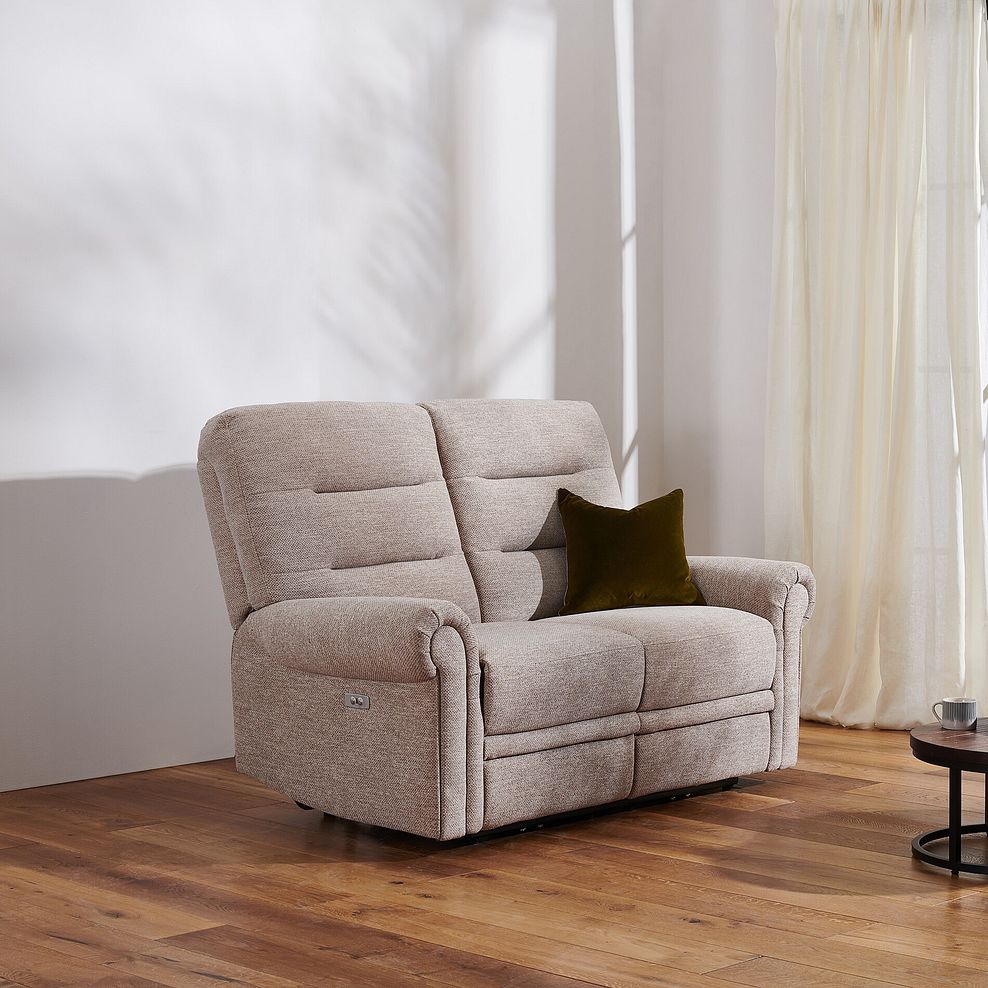 Eastbourne Recliner 2 Seater with USB in Jetta Beige Fabric 2