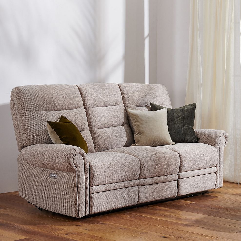 Eastbourne Recliner 3 Seater with USB in Jetta Beige Fabric 2