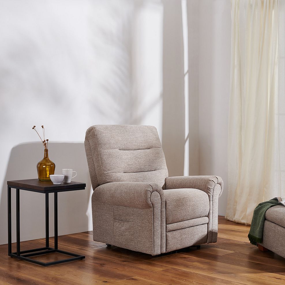 Eastbourne Riser Recliner Armchair in Jetta Beige Fabric 3